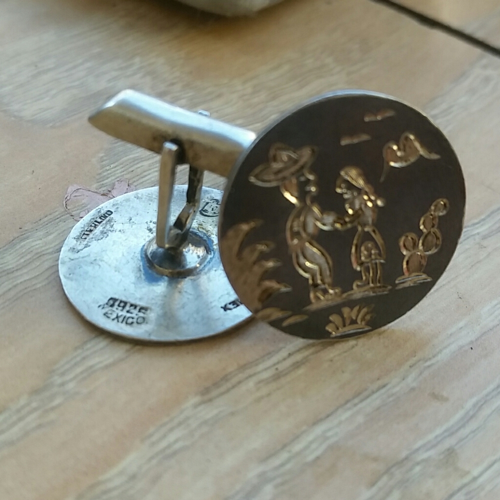 Mens Cufflinks mexico silver 925